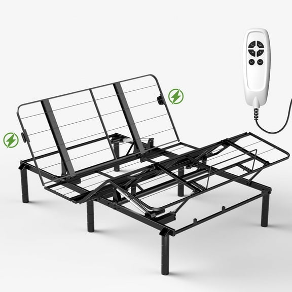 Queen Adjustable Bed Base Frame with Dual Motors, Independent Head & Foot Incline, 4 USB Ports, 850 lbs Capacity, Easy 5-Minute Assembly for Better Sleep, Reading, Snoring & Acid Reflux Relief
