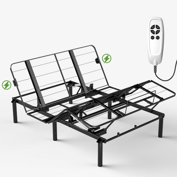 Queen Adjustable Bed Base Frame with Dual Motors, Independent Head & Foot Incline, 4 USB Ports, 850 lbs Capacity, Easy 5-Minute Assembly for Better Sleep, Reading, Snoring & Acid Reflux Relief