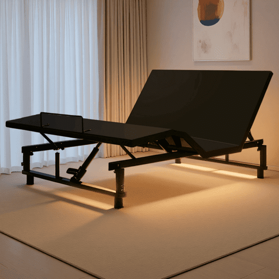 Queen Size Adjustable Bed Base Frame with Head and Foot Incline, Wireless Remote, 4 USB Ports, Under-Bed Nightlights, Zero Gravity, Quiet Motor, Black
