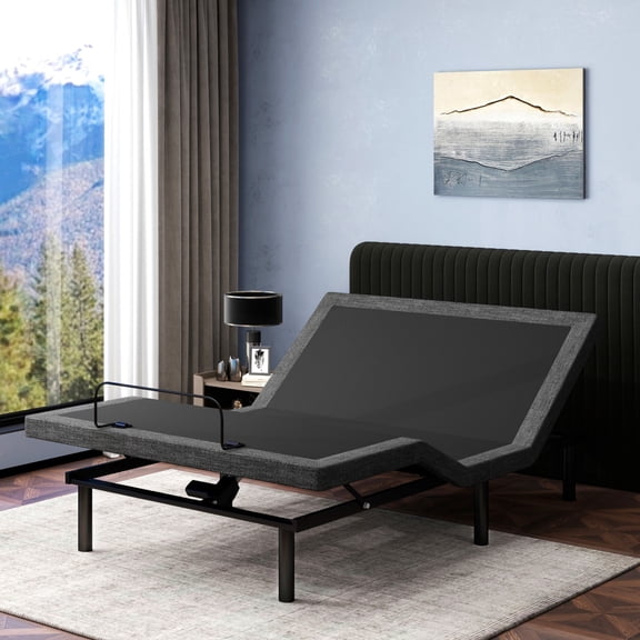 Queen Adjustable Bed Base with Massage Electric Dual Head & Foot Lift, Wireless Remote, Zero Gravity, Anti-Snore, Under-Bed LED Lighting, USB Ports and 12" Adjustable Legs