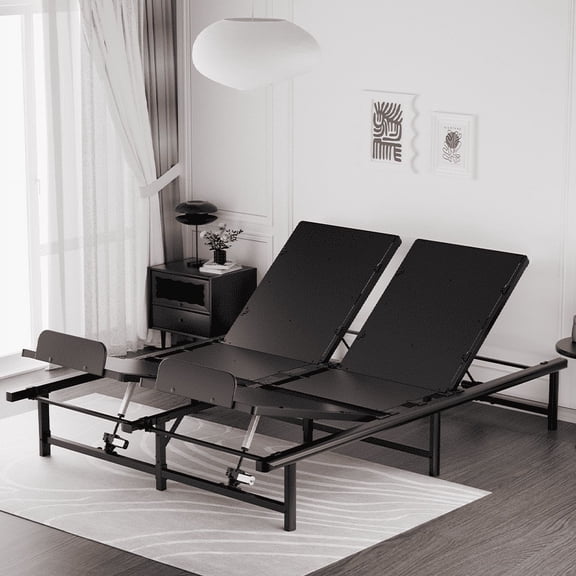 Queen Adjustable Bed Frame, Electric Bed Independent Head and Foot Incline, Smart Bed Split Queen Adjustable Bed Base 2 Height Options, Zero Gravity Adjustable Bed with Remote Control
