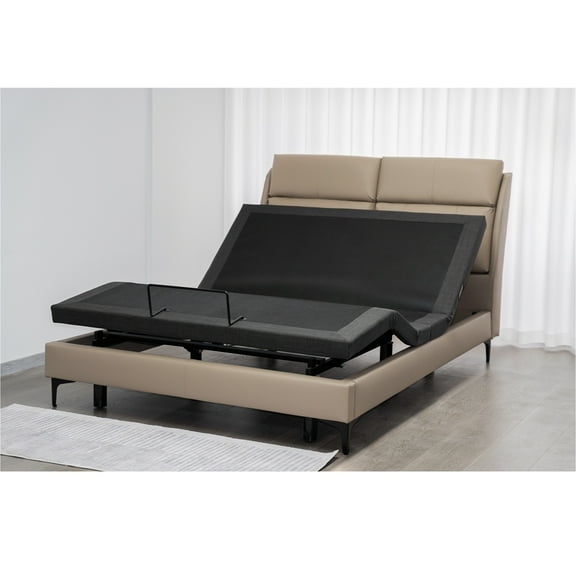 Queen Adjustable Bed Frame with Head and Foot Incline, HSUNNS Electric Adjustable Bed with USB Port and LED Light, Durable Motor, Adjustable Bed Legs, Zero Gravity, Non-Slip Function