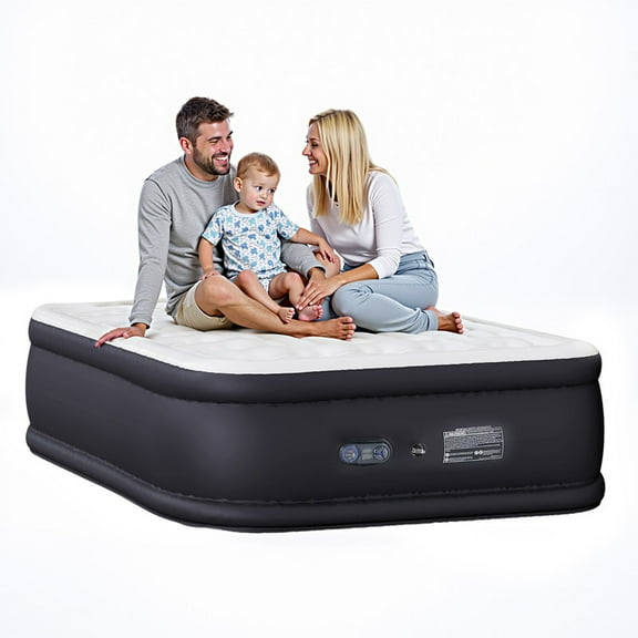 TINKLE WELL Queen Size Air Mattress with Built-in High Capacity Pump, 22" Extra Tall Raised Airbed, Non-Slip Bottom Design, Supports 660 lbs, Inflatable Mattress for Home, Camping and Travel