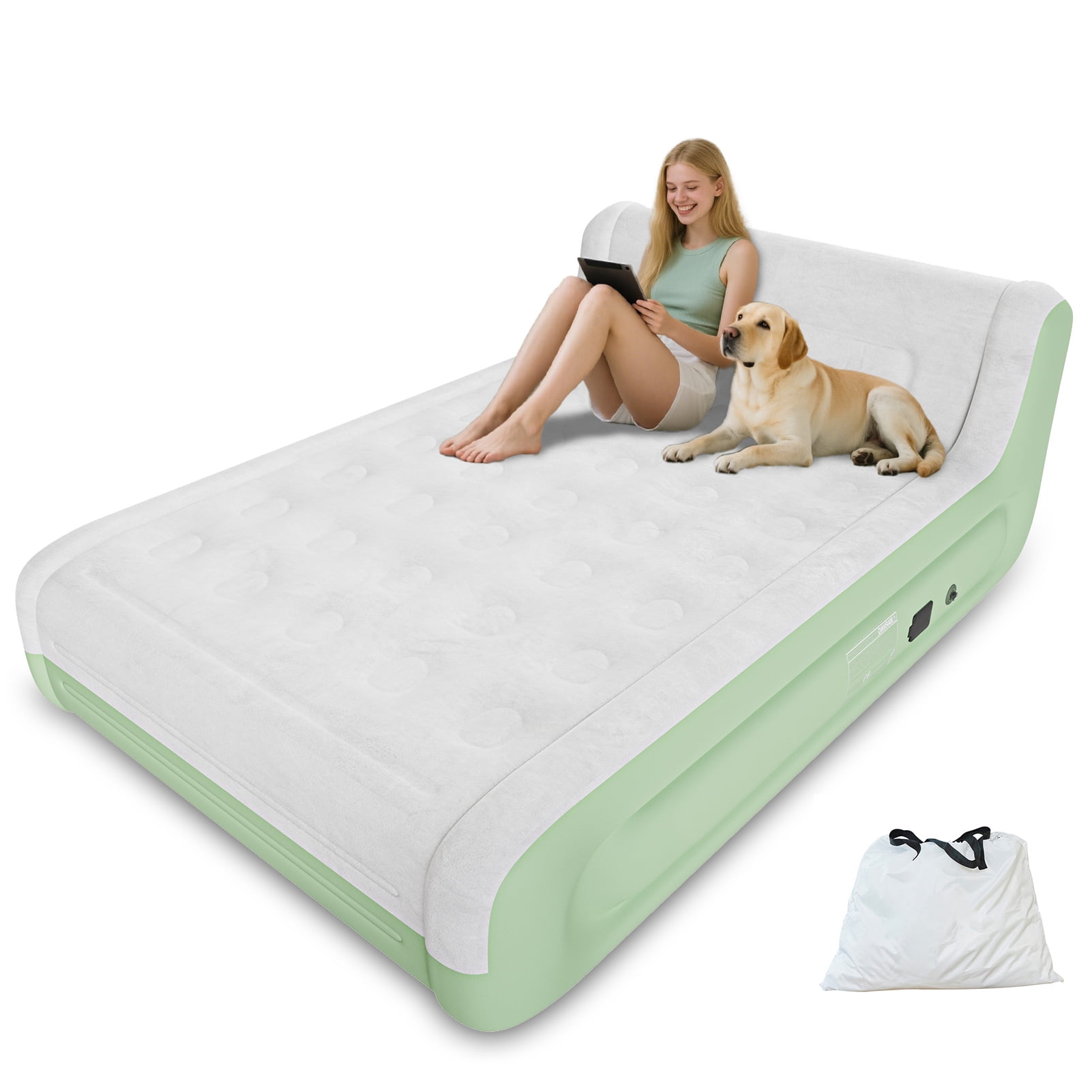 AirOutelle Queen Headboard Air Mattress ,Rechargeable USB-C Pump,18 ...