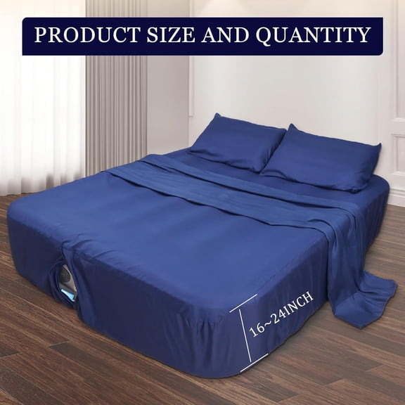 Queen Air Mattress Sheet Set - 4 Piece Extra Deep Pocket Microfiber Bedding for Inflatable Beds