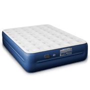 Queen Air Mattress with Automatic Built-in Pump - 18" Plush Velvet Inflatable Bed, Cozy & Travel &Home 650lbs Blue