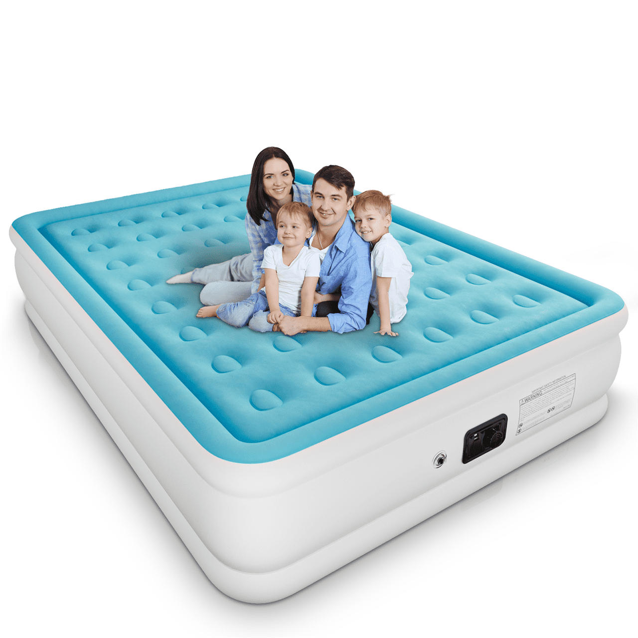 Queen Air Mattress with Built-in Pump - 18" Extra Thick Inflatable Bed for Camping & Home,Light Blue,3-Min Self Inflating with Carrying Bag.