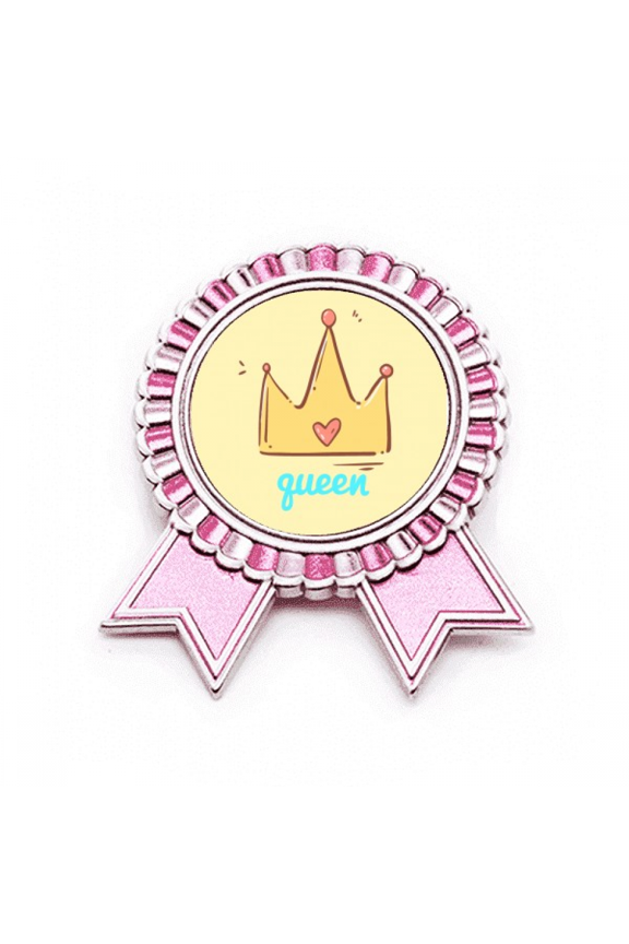 Queen Animation Kawaii Freshness Badge Brooch Pin Pink Winner Award Medal