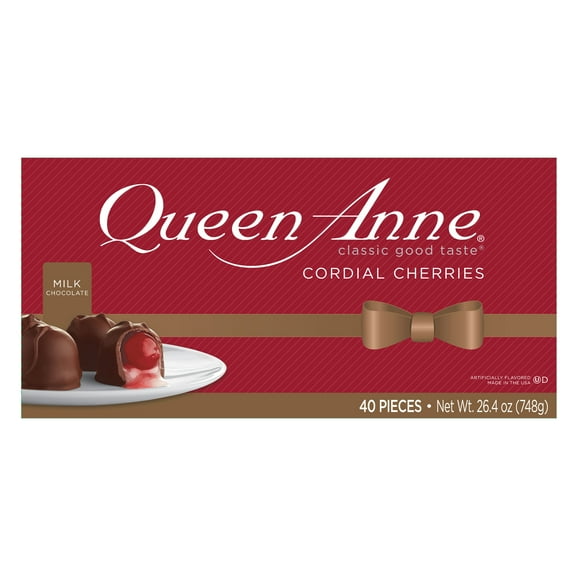 Queen Anne Bow Milk Chocolate Cordial Cherries, 26.4 oz Box, 40 Pieces