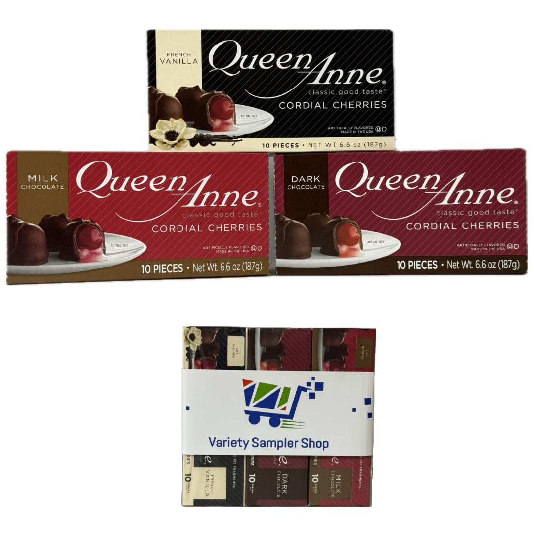 Queen Anne Chocolate Covered Cherries 3 Boxes (Milk Chocolate, Dark