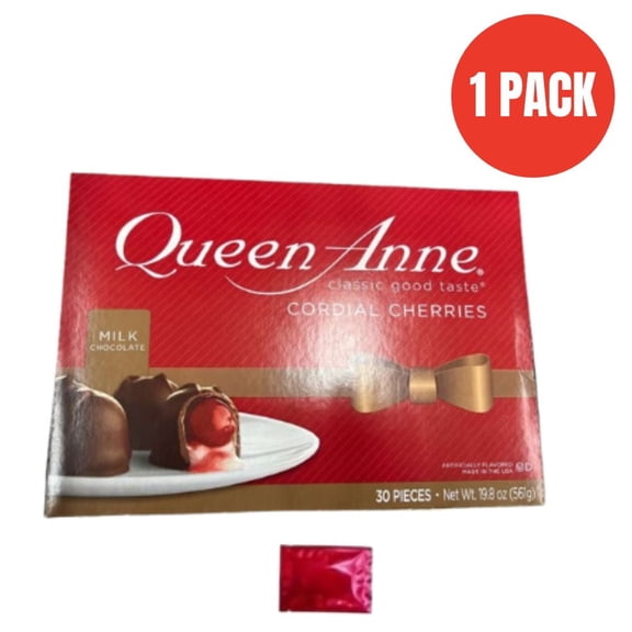 Queen Anne Cordial Cherries in MILK Chocolate, 30 Pieces, 19.8 oz Box, Classic Cherry Candy, Made in USA + BONUS LaPrima Morceau Bonbon