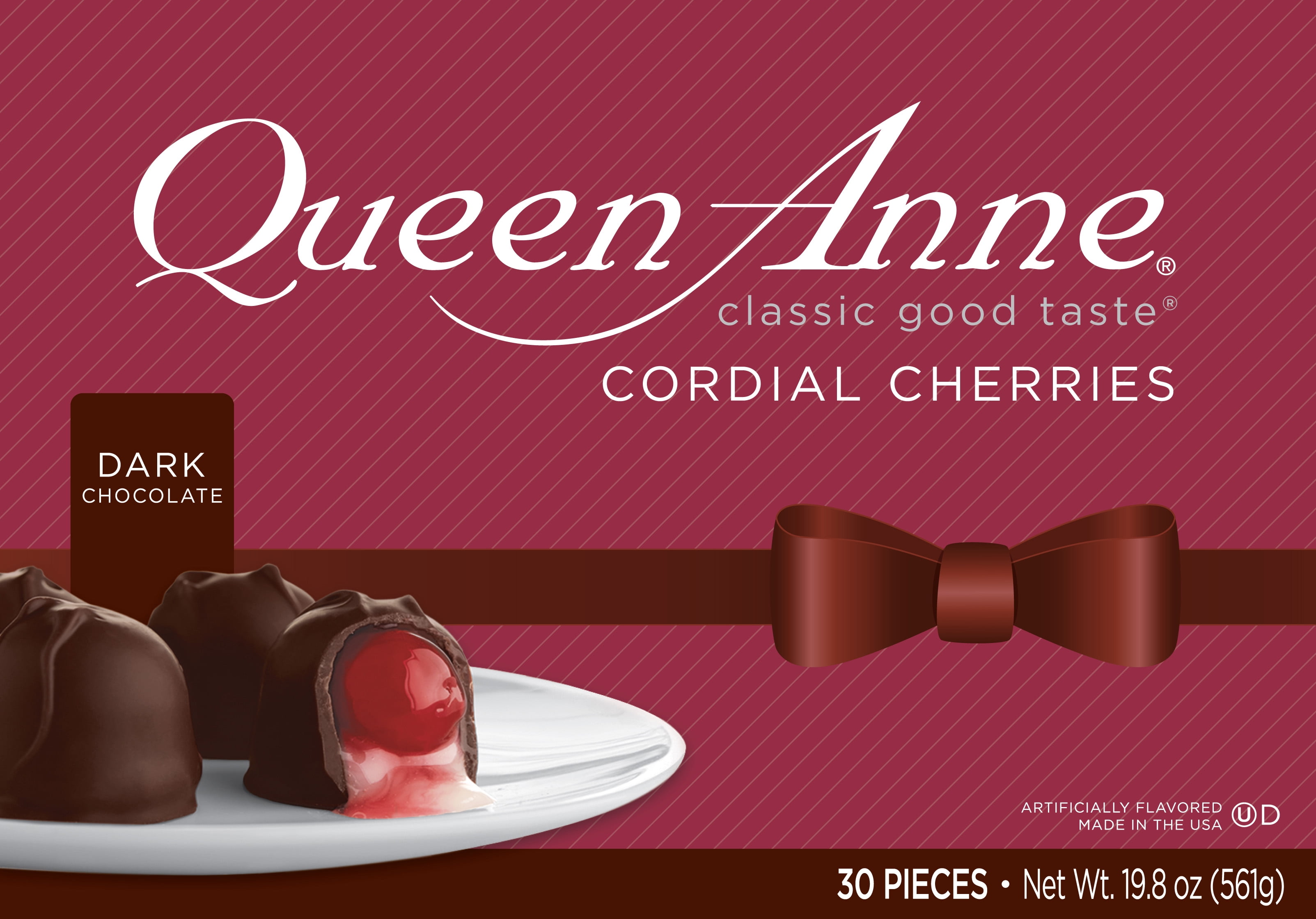 Queen Anne Dark Chocolate Cordial Cherries, 19.8 oz Box, 30 Pieces