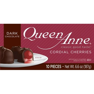 Queen Anne Dark Chocolate Cordial Cherries, 6.6 oz Box, 10 Pieces