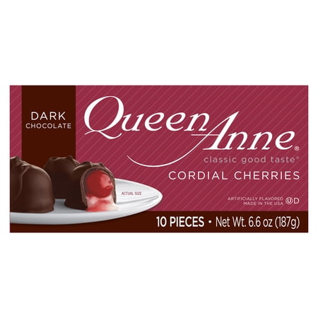Queen Anne Dark Chocolate Cordial Cherries, 6.6 oz Box, 10 Pieces