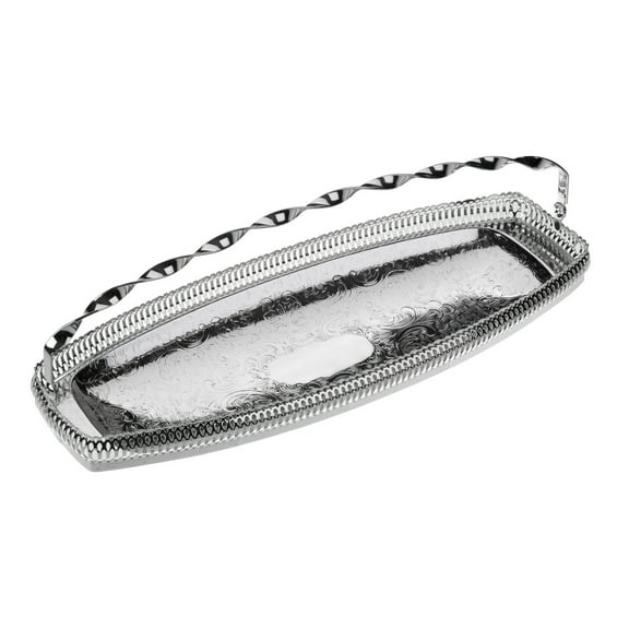 Queen Anne Gallery Sandwich Tray/Swing Handle 5 5"h x 6"w x 15 3/4"l English Silver Plate (Tarnish Resistant). SKU #: 0/5991.