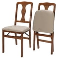 thumbnail image 1 of Queen Anne Hardwood Folding Chair - Fruitwood Finish with Blush Upholstery, 1 of 6