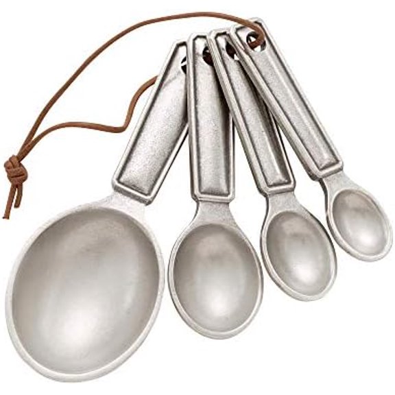 Queen Anne Measuring Spoon Set on Cord, Heirloom Quality Handcrafted Pewter, Made in USA$$Home Decor, Kitchen, & Other
