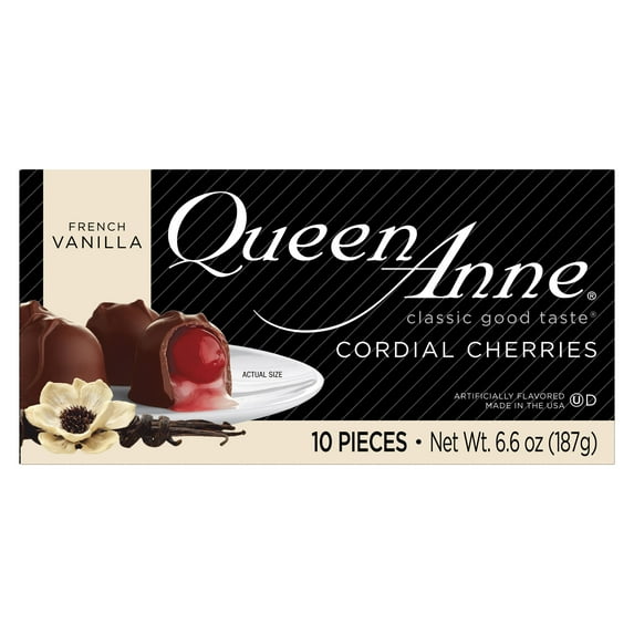 Queen Anne Milk Chocolate French Vanilla Cordial Cherries, 6.6 oz Box, 10 Pieces