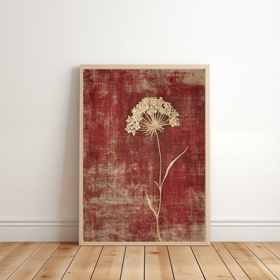 Queen Anne'S Lace Textile, Rustic Moody Wall Decor, Floral Botanical, Able,, E670 #310, Unframed Poster Size 8x12