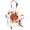 thumbnail image 1 of Queen Apron, Queen of Hearts Playing Card Casino Design Gambling Game Poker Blackjack, Unisex Kitchen Bib with Adjustable Neck for Cooking Gardening, Adult Size, Vermilion Yellow White, by Ambesonne, 1 of 4