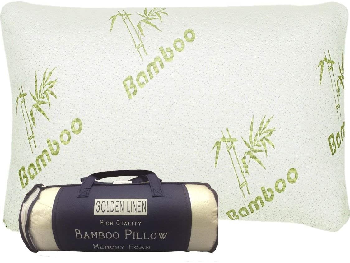 Bamboo Queen Pillow with Memory Foam Cool Cover Hypoallergenic Aids Snoring Migraines Insomnia Neck Pain Asthma Walmart