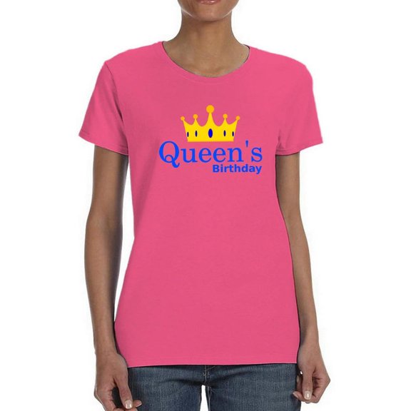 Queen Bday Blue Simple Text Shaped T-Shirt Women -Image by Shutterstock, Female Medium