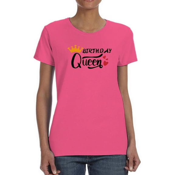 Queen Bday Crown And Hearts Shaped T-Shirt Women -Image by Shutterstock, Female Medium