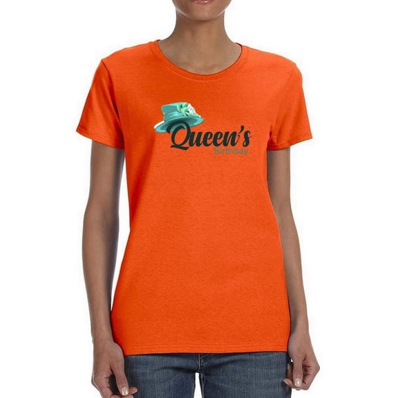 Queen Bday Iconic Green Hat Shaped T-Shirt Women -Image by Shutterstock, Female Medium