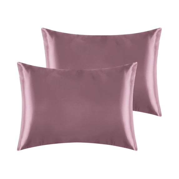 REGALWOVEN Set of 2 Satin Pillowcases for Hair and Skin with Envelope Closure Queen Bean Paste Color