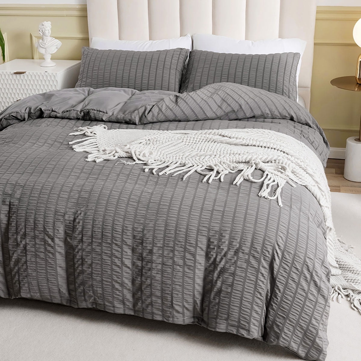 Queen Bed in a Bag Seersucker Comforter Set with Sheets 3-Pieces All ...