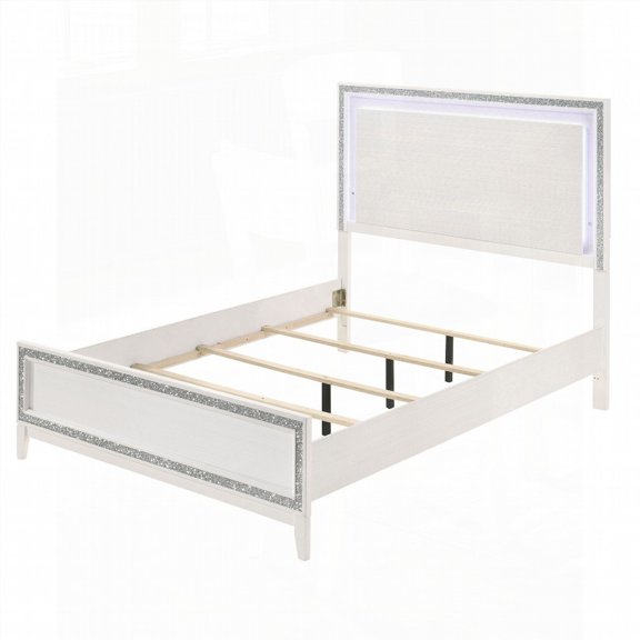 Queen Bed Boasting LED Lighting Headboard and Contemporary Design