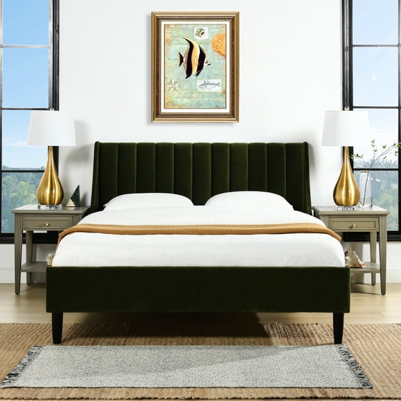 Queen Bed - Channel - Tufted Headboard - Bedroom Decor - Elegant Bed Appearance