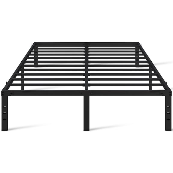Queen Bed Frame 16 Inch Tall Metal Platform Bed with Storage Space, Sturdy Slat Support, Noise-Free Anti-Slip Design, Easy Assembly No Box Spring Needed, for Bedroom Guest Room, Black