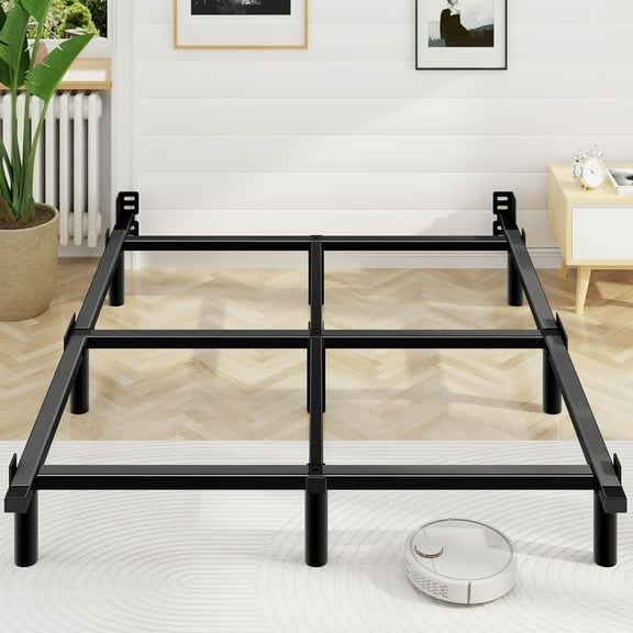 Queen Bed Frame, 7 Inch Basics Metal Bed Frame, Heavy Duty 9-Leg Base for Box Spring and Mattress, Noise-Free, Easy Assembly, Black
