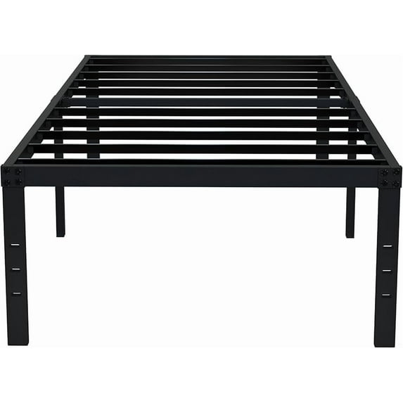Queen Bed Frame No Box Spring Needed 18 Inch Heavy Duty Metal Tall Platform Bed Frame California King Size with Large Storage Space, Easy Assembly, Black