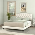 thumbnail image 1 of Queen Bed Frame with Curve Button Tufted Headboard,Modern Upholstered Platform Bed with Wood Slat Support,Heavy Duty Bed Frame with Underbed Space for Bedroom,Easy Assembly,No Box Spring Needed,Beige, 1 of 7