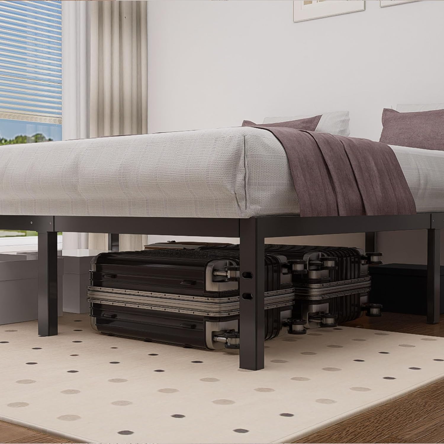 Queen Bed Frame Easy Assembly, Bed Frame Queen Size No Box Spring