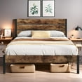 thumbnail image 1 of Queen Bed Frame with Headboard and Footboard, Metal Queen Bed Frame with Under-Bed Storage, All-Metal Support System, No Box Spring Needed, Easily Assemble, Vintage Brown, 1 of 4