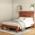 thumbnail image 1 of Queen Bed Frame Headboard , Wood Platform Bed Frame , Noise Free,No Box Spring Needed and Easy Assembly Tool,Large Under Bed Storage, Vintage Brown, 1 of 9