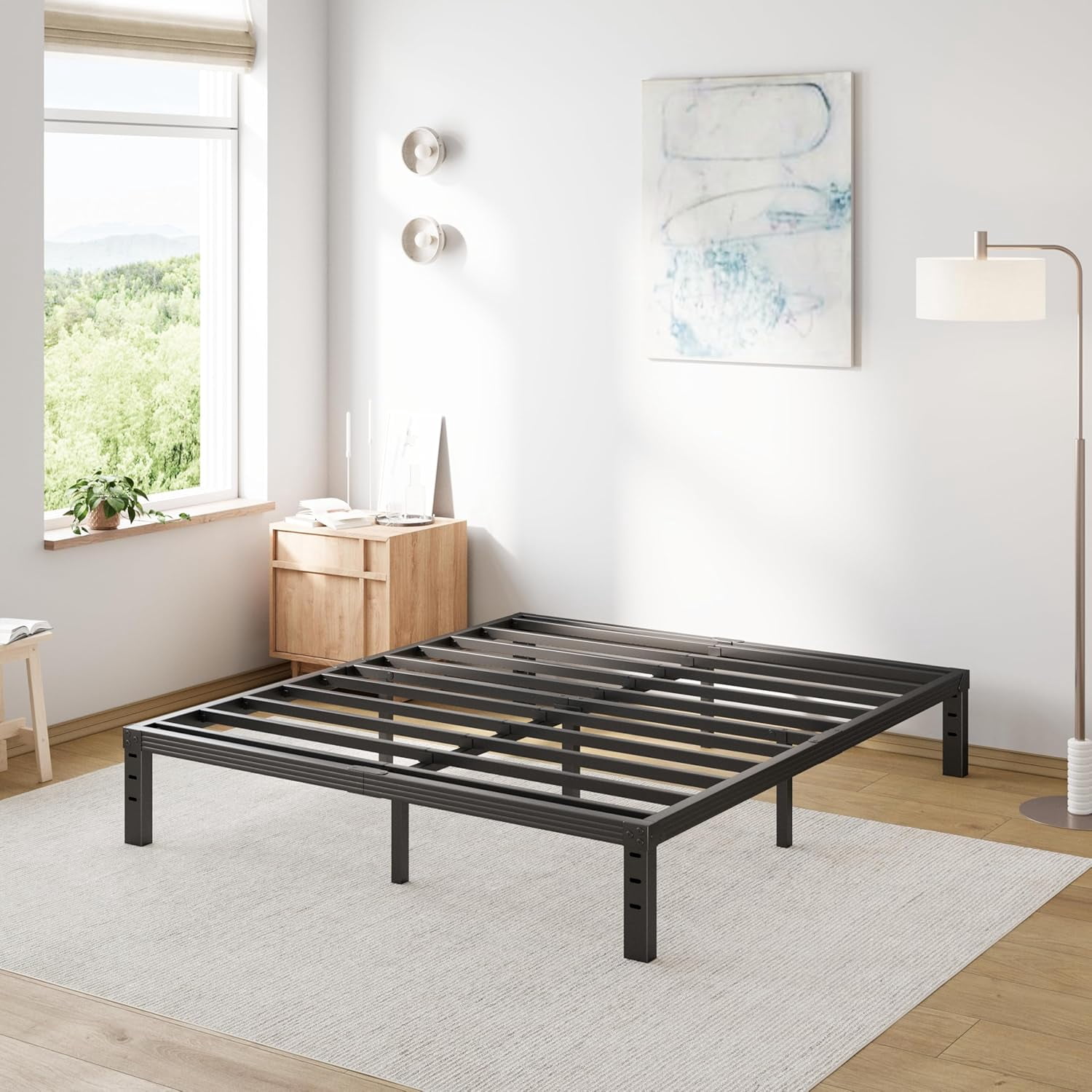 Queen Bed Frame Heavy Duty,12" High Black Metal Platform Bed Frame ...