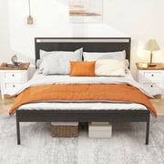 Queen Bed Frame, Mattress Foundation with Headboard, No Box Spring Needed, 800LBS Sturdy Metal Slats Support, Noise Free