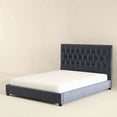 thumbnail image 1 of Queen Bed Frame - Mid Century Modern With Grey Velvet Upholstery And Veneer Size Platform Design Solid Wood, 1 of 6