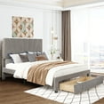 thumbnail image 1 of Queen Bed Frame, New Upgraded Velvet Upholstered Platform Bed with Headboard and Drawer, Modern Queen Size Storage Bed Frame Bedroom Furniture, Hold up to 500lbs, No Box Spring Needed, Gray, 1 of 10