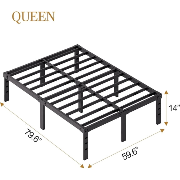 Queen Bed Frame, Queen Size Bed - Metal Queen Bed Frame & Queen Platform Bed Frame, No Box Spring Needed, Includes Queen Size Bed & Standard Bed Frames for Bedroom