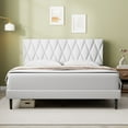 thumbnail image 1 of Queen Bed Frame, Queen Size Platform Bed With Fabric Upholstered Headboard, White, 1 of 5