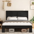 thumbnail image 1 of Queen Bed Frame for 800lbs Weight Capacity, Farmhouse Wooden Queen Platform Bed with Headboard, Wood Slat Support, No Box Spring Needed, Easy Assembly, Black, 1 of 7