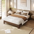 thumbnail image 1 of Queen Bed Frame, Wooden Platform Bed Frame, Minimalist Bed with Wood Slats Support, Underbed Space for Storage, No Box Spring Required, Noise-Free, Easy Assembly, 1 of 9