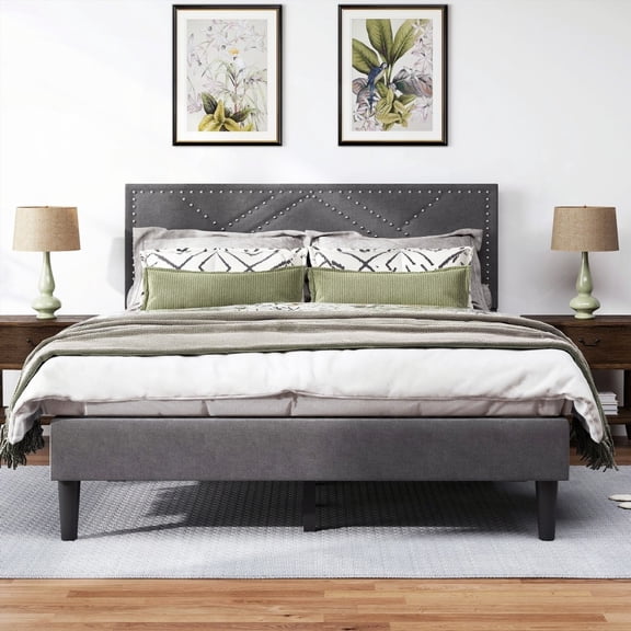 Queen Bed Frame in Carbon Gray - 485lbs, Stable & Noiseless, Under Bed Storage, No Box Spring Needed