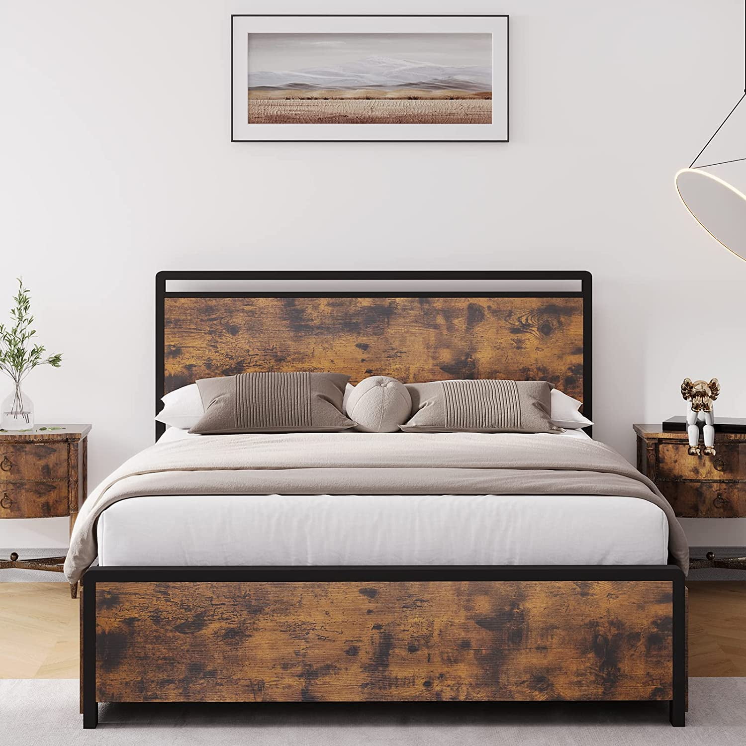 Queen Bed Frame with 4 Storage Drawers,Metal Platform Bed with Large ...