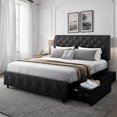 Queen Bed Frame with 4 Storage Drawers, Queen Size Platform Bed Frame